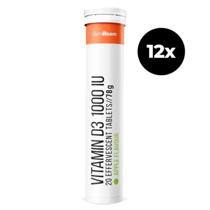 GymBeam Šumivý Vitamín D3 1000 IU 12 x 20 tab zelené jablko