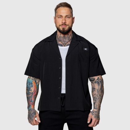 Oversized košeľa Iron Aesthetics Cuban, čierna