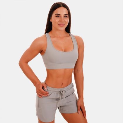 GymBeam Športová podprsenka Mesh Panel grey XSXS