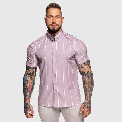 Strečová košeľa Iron Aesthetics Short Stripe, svetlofialová