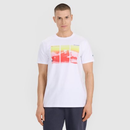T-shirt regular s potlačou pánsky - biely