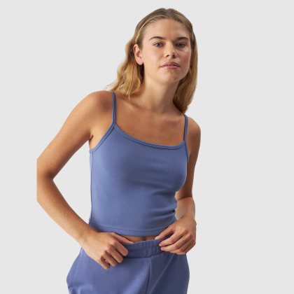 Dámsky slim crop-top s modalom bez potlače - tmavomodrý