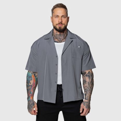 Oversized košeľa Iron Aesthetics Cuban, sivá