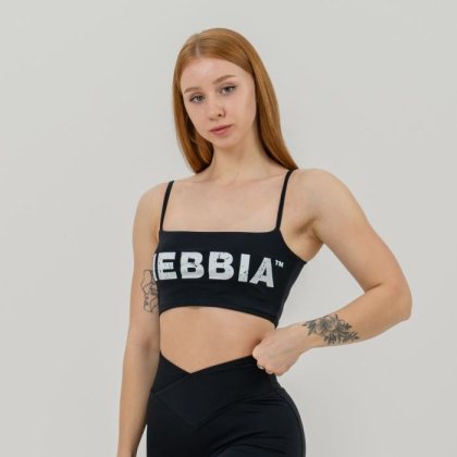 NEBBIA Bandeau športová podprsenka Back Check Black LL