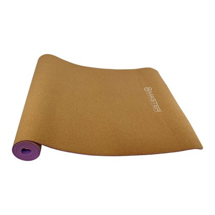 Podložka na cvičenie MASTER Yoga 5 mm - 183 x 61 cm - korková - fialová