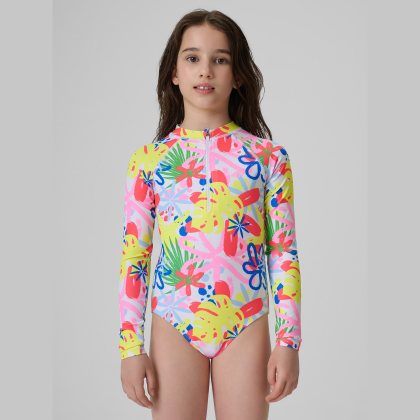 Dievčenské jednodielne plavky s ochranou UPF50+ - multicolor