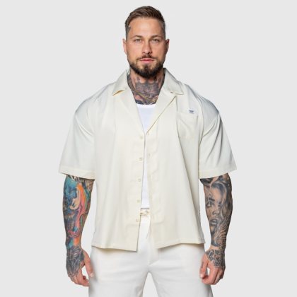 Oversized košeľa Iron Aesthetics Cuban, béžová