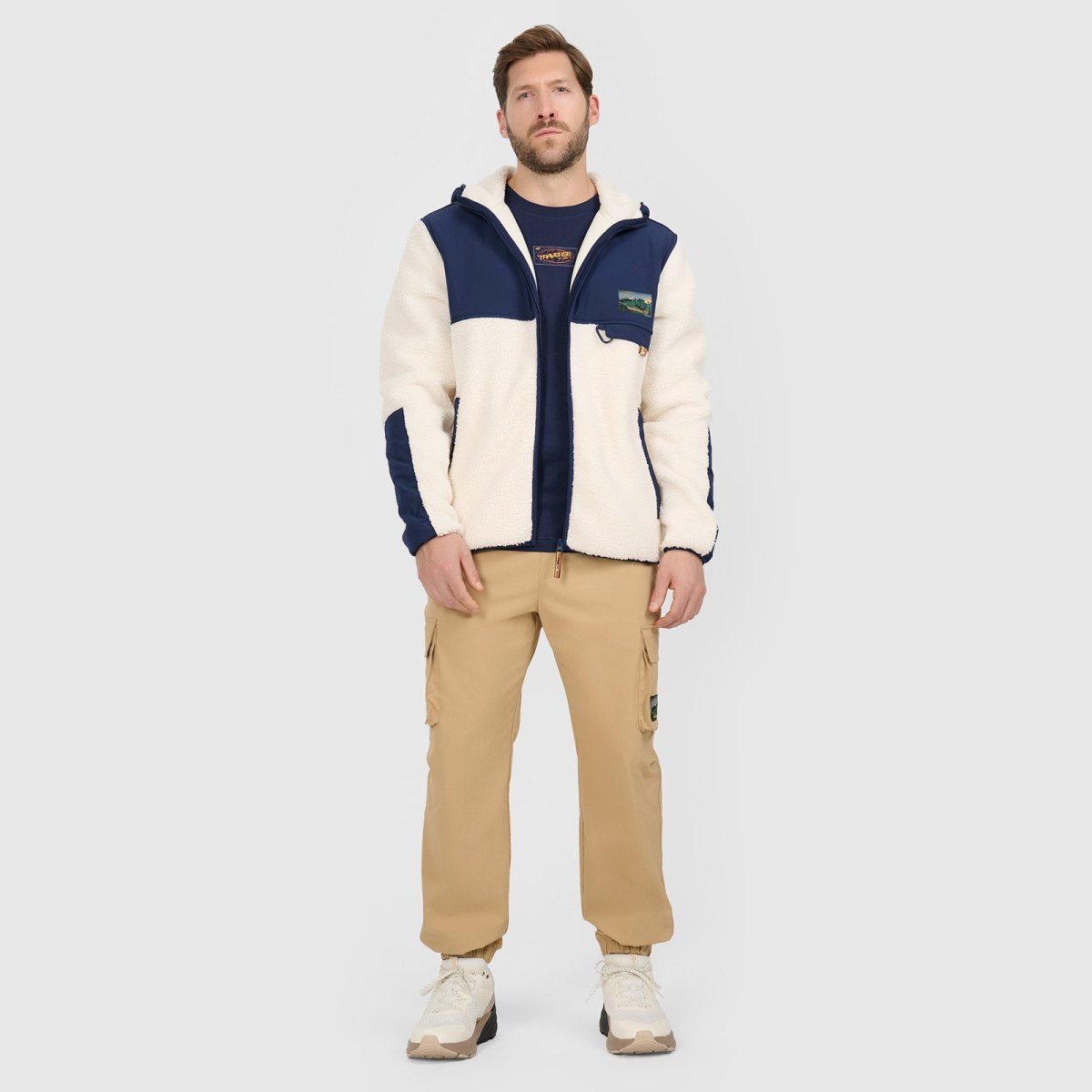 Pánsky regular sherpa fleece s kapucňou - biely · záber 2