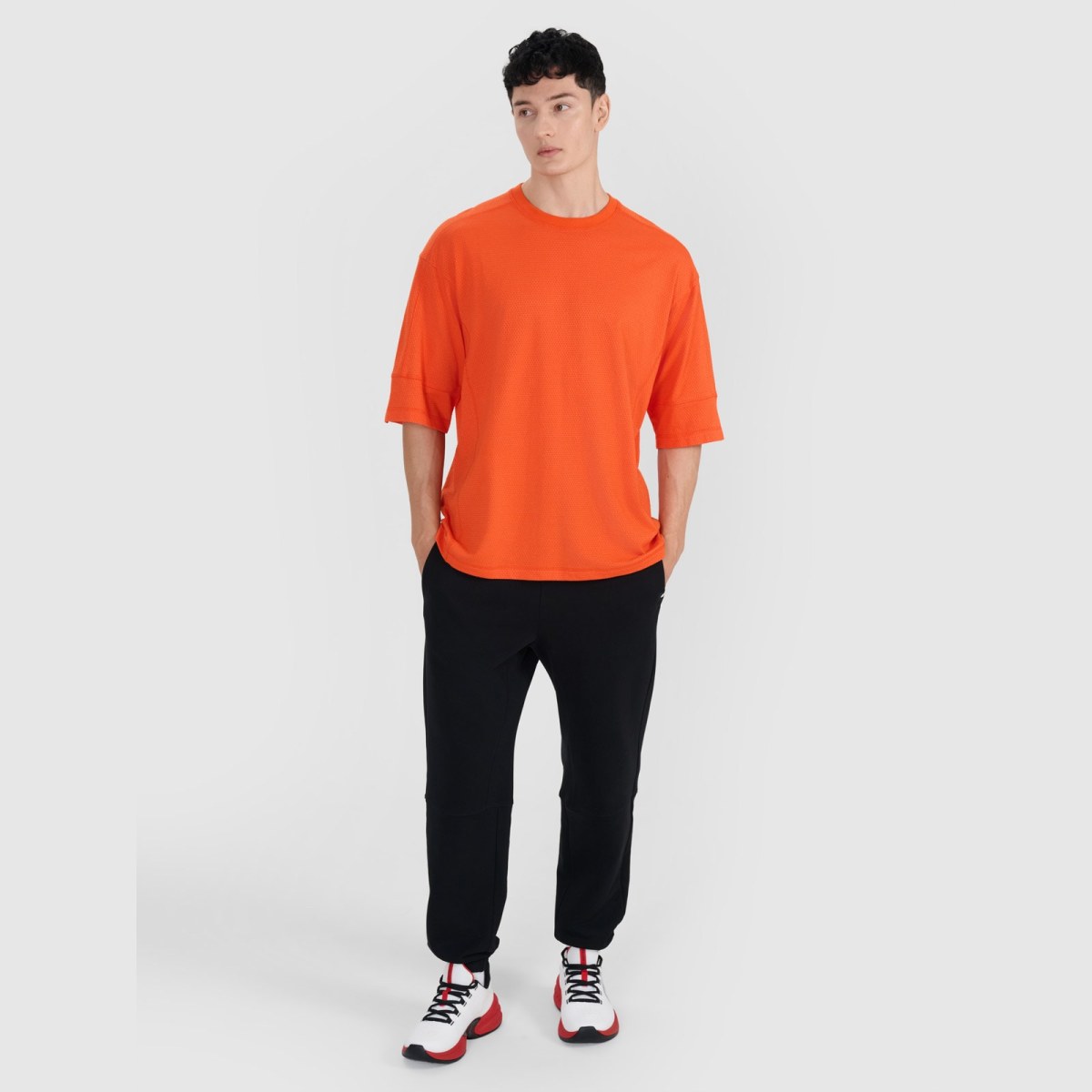 Pánske oversize tričko hladké - oranžové · záber 2