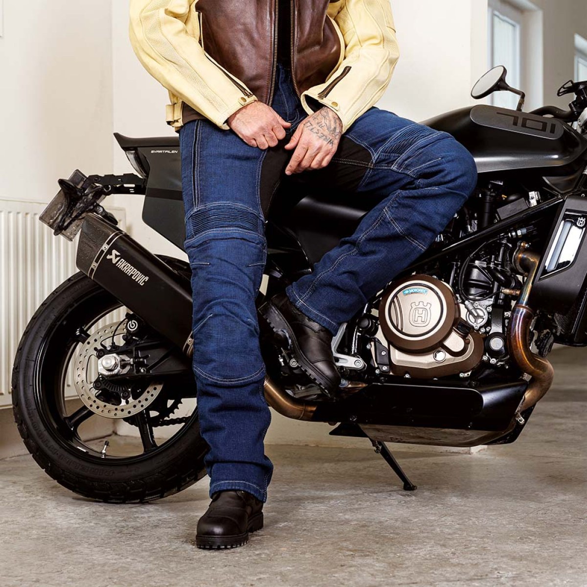 Pánske moto jeansy W-TEC Biterillo - Veľkosť: S | Farba: Modrá · záber 4