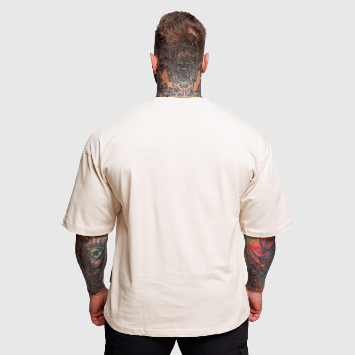 Oversize tričko Iron Aesthetics Major, béžové · záber 3