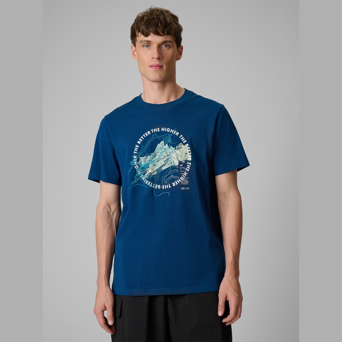 T-shirt regular s potlačou pánsky - tyrkysový · záber 5