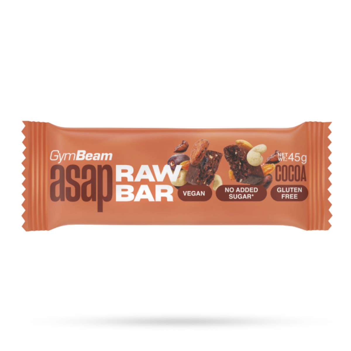 GymBeam ASAP Raw Bar kakao - Príchuť: Kakao | Hmotnosť: 0,045 kg | Balenie: 20 · záber 1