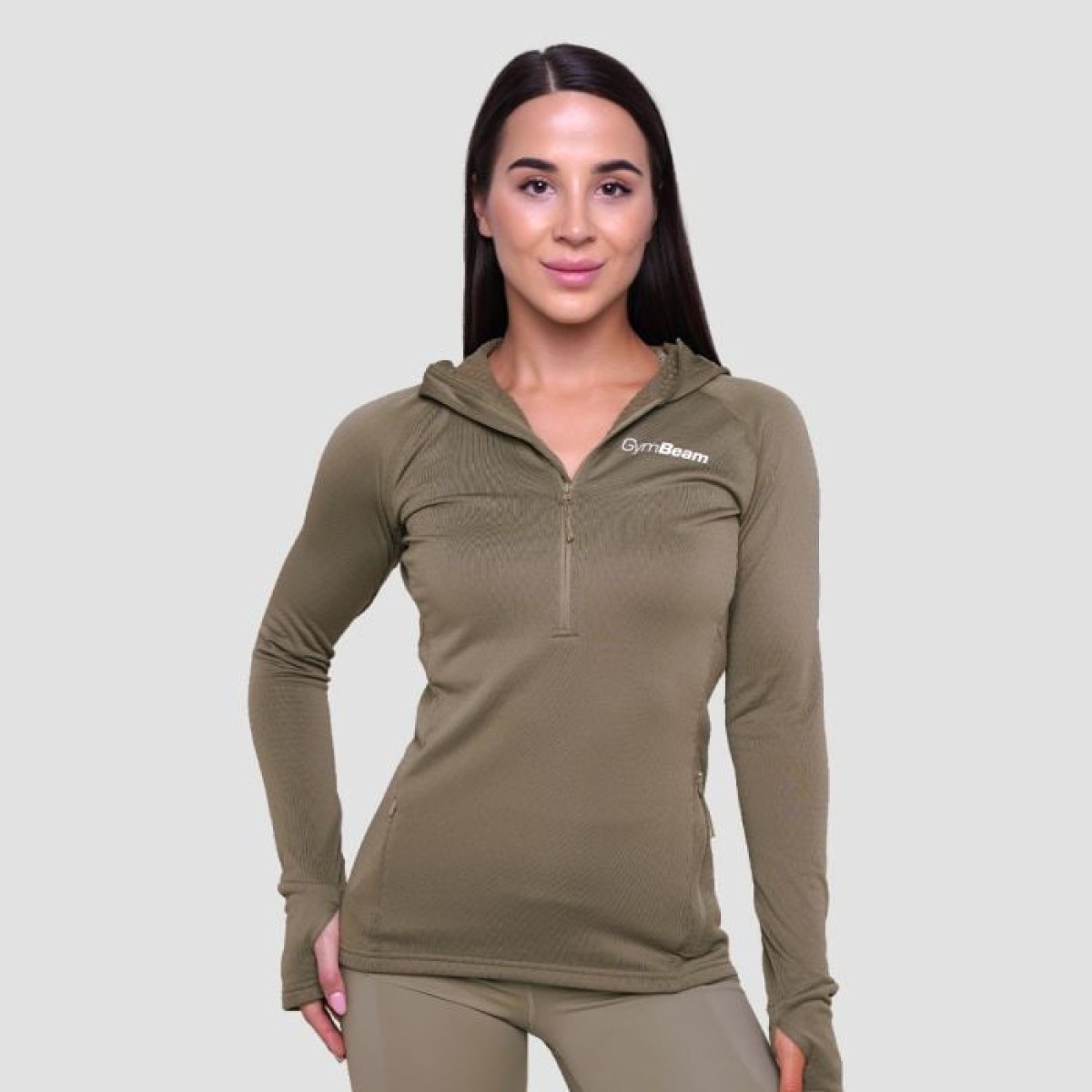 GymBeam Dámska bežecká mikina 1/2 Zip Pulse Vetiver XLXL · záber 1