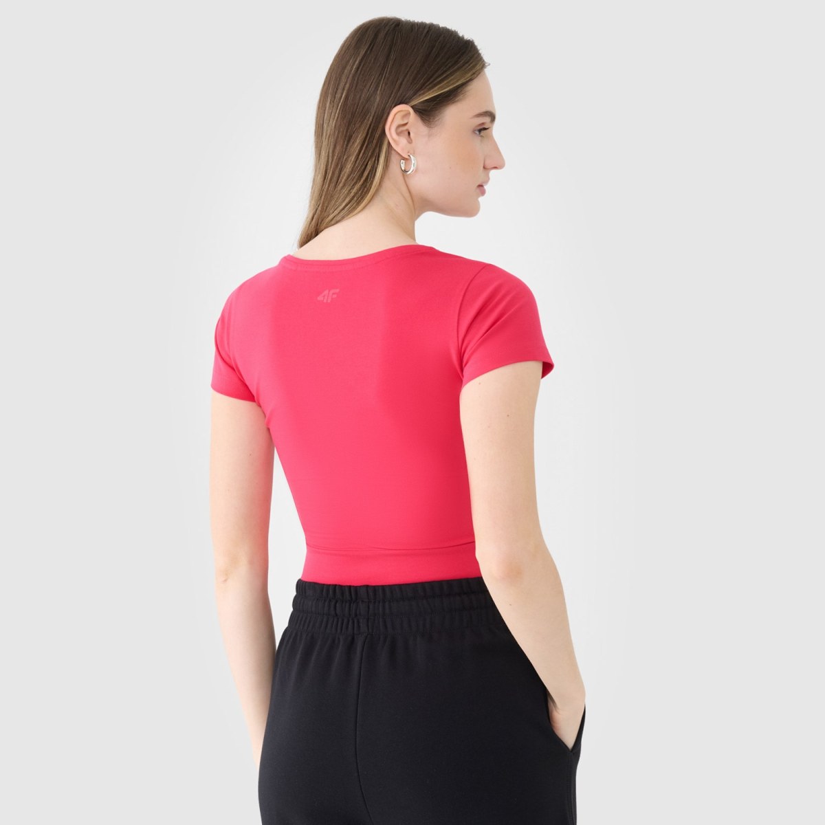 Dámske crop top tričko bez potlače - ružové · záber 2