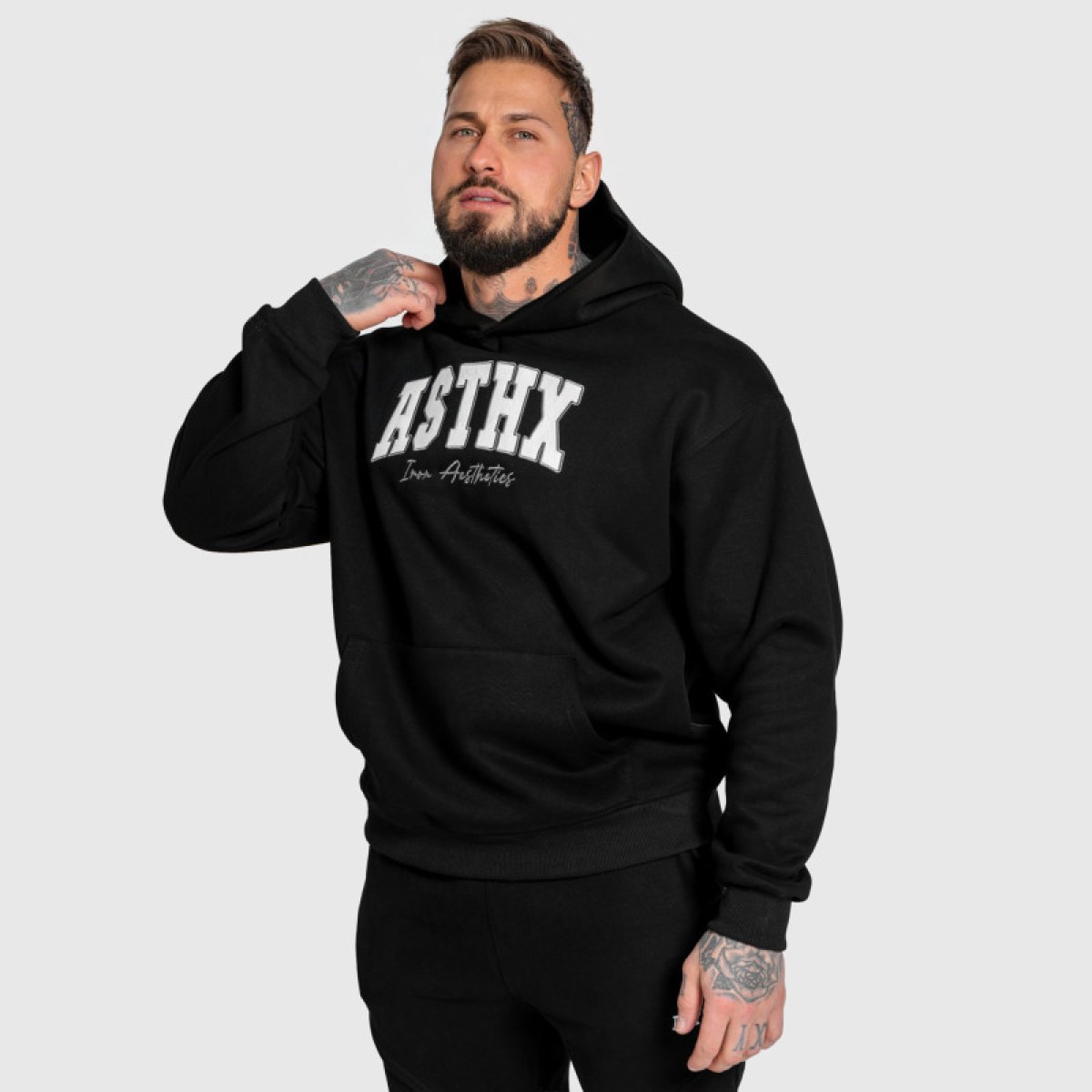 Oversized mikina Iron Aesthetics ASTHX, čierna · záber 2