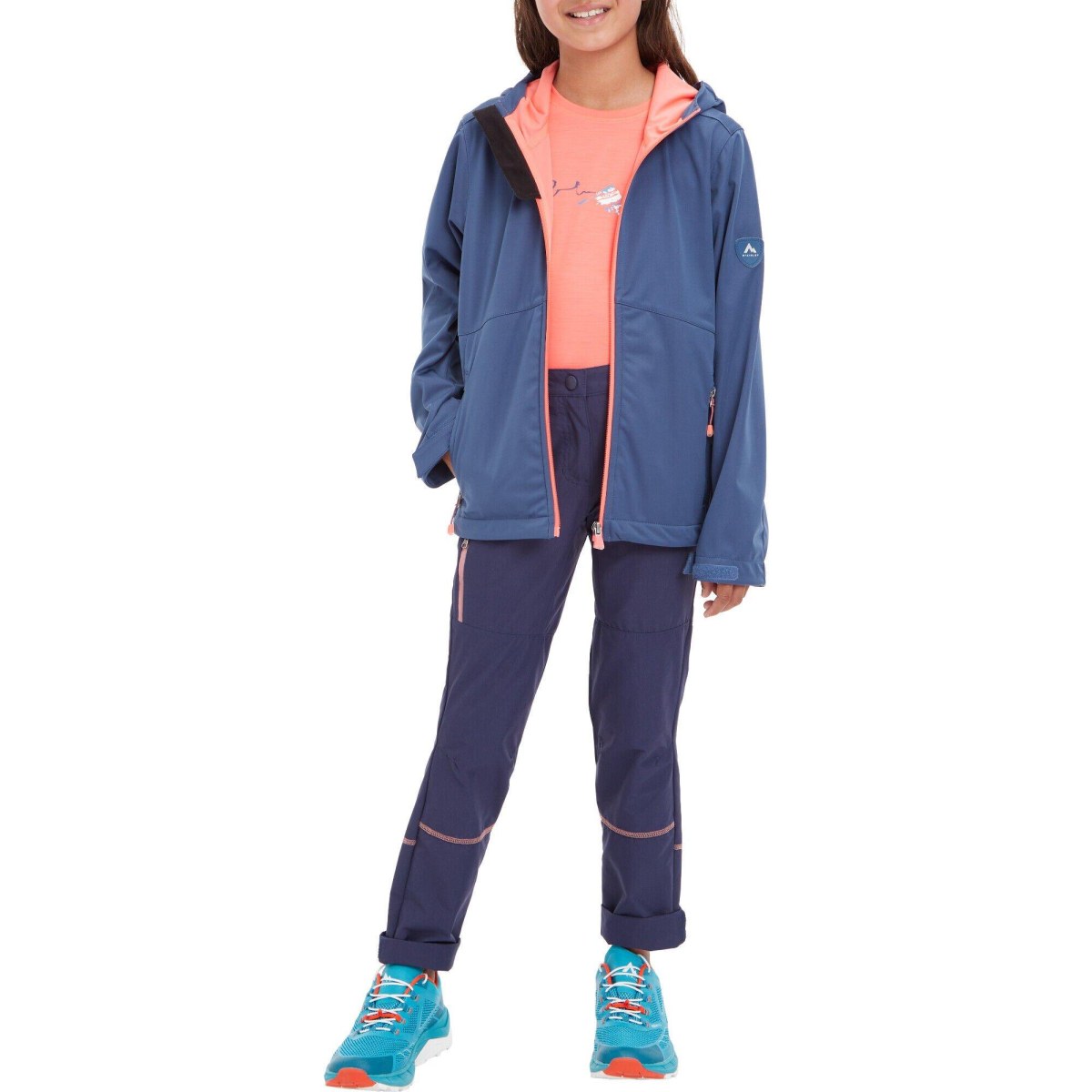 McKinley Bennet Softshell Jacket Kids - Veľkosť: 116 | Farba: Modrá · záber 4