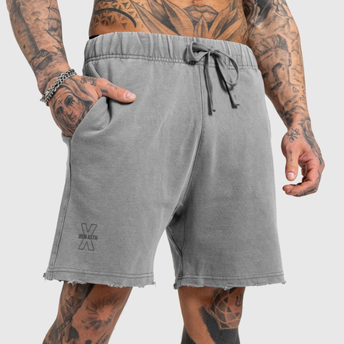 Pánske kraťasy Iron Aesthetics X Washed, sivé · záber 1