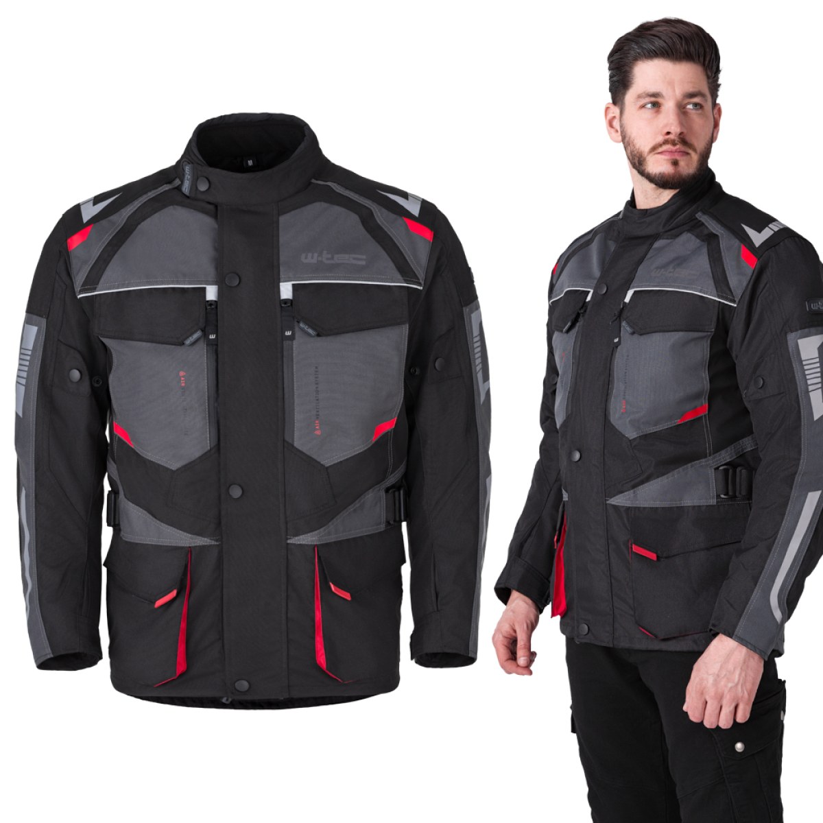 Pánska moto bunda W-TEC Burdys Evo - Veľkosť: XXL | Farba: Červená · záber 1
