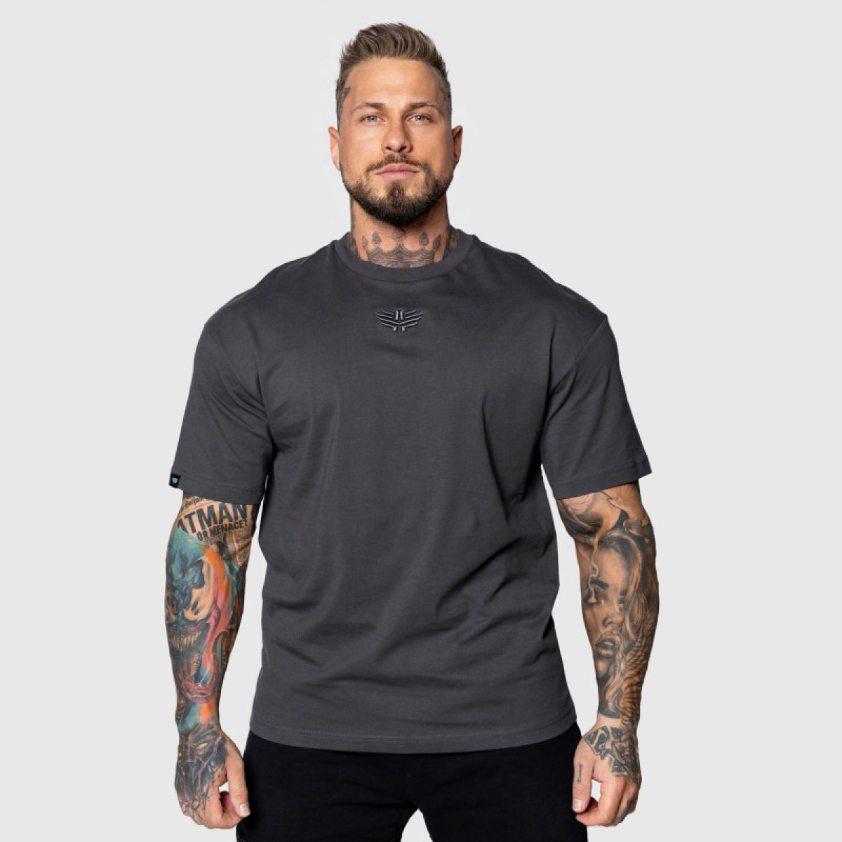 Oversized tričko Iron Aesthetics 3D, sivé · záber 5
