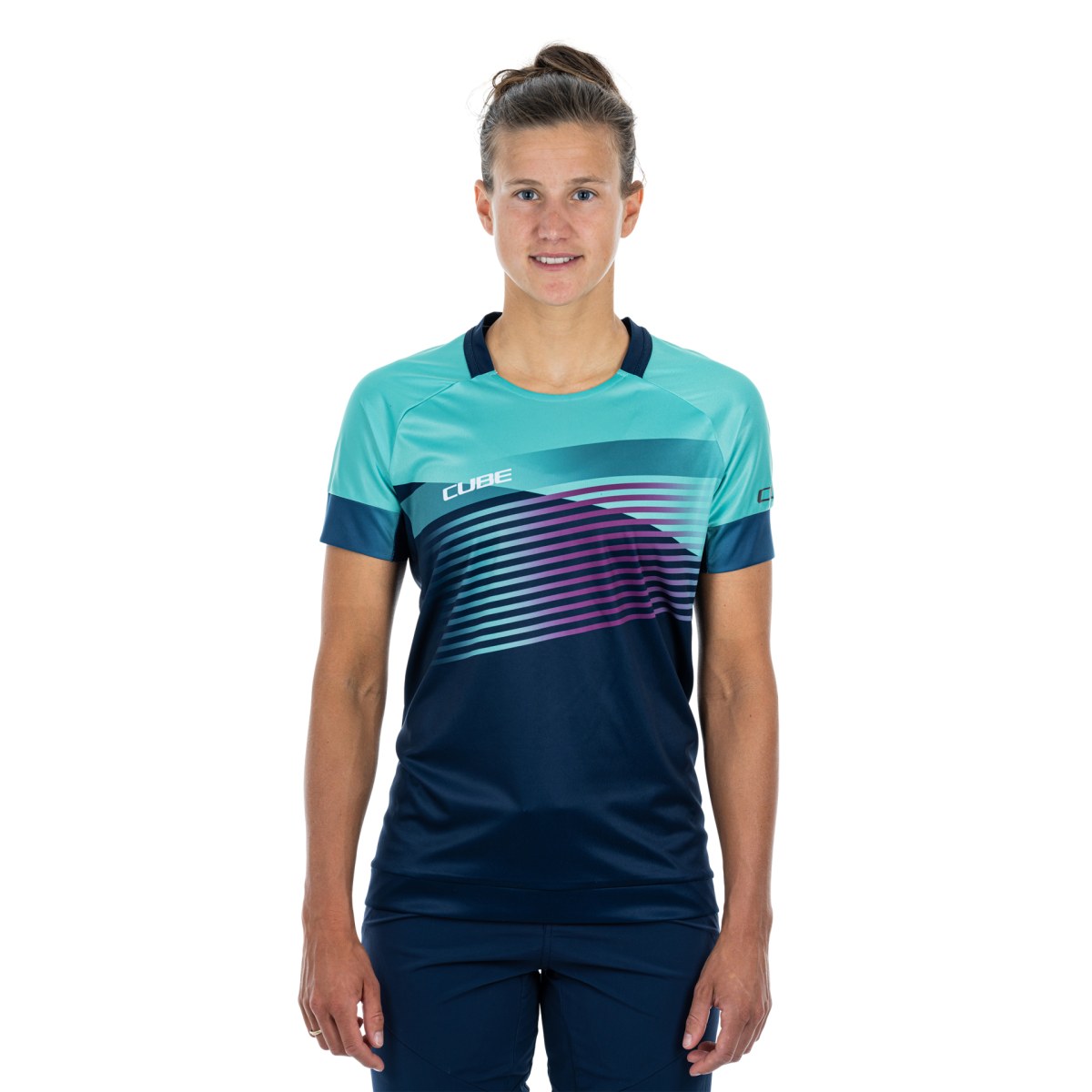 Cube Teamline Round Neck Jersey W - Veľkosť: S | Farba: Modrá · záber 2