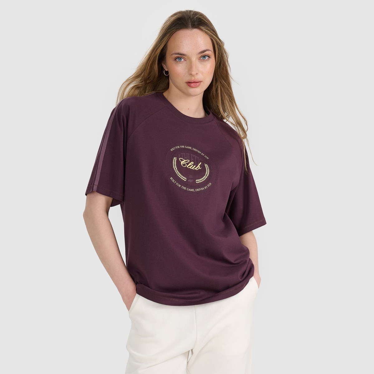 T-shirt oversize s potlačou dámsky - fialový · záber 1