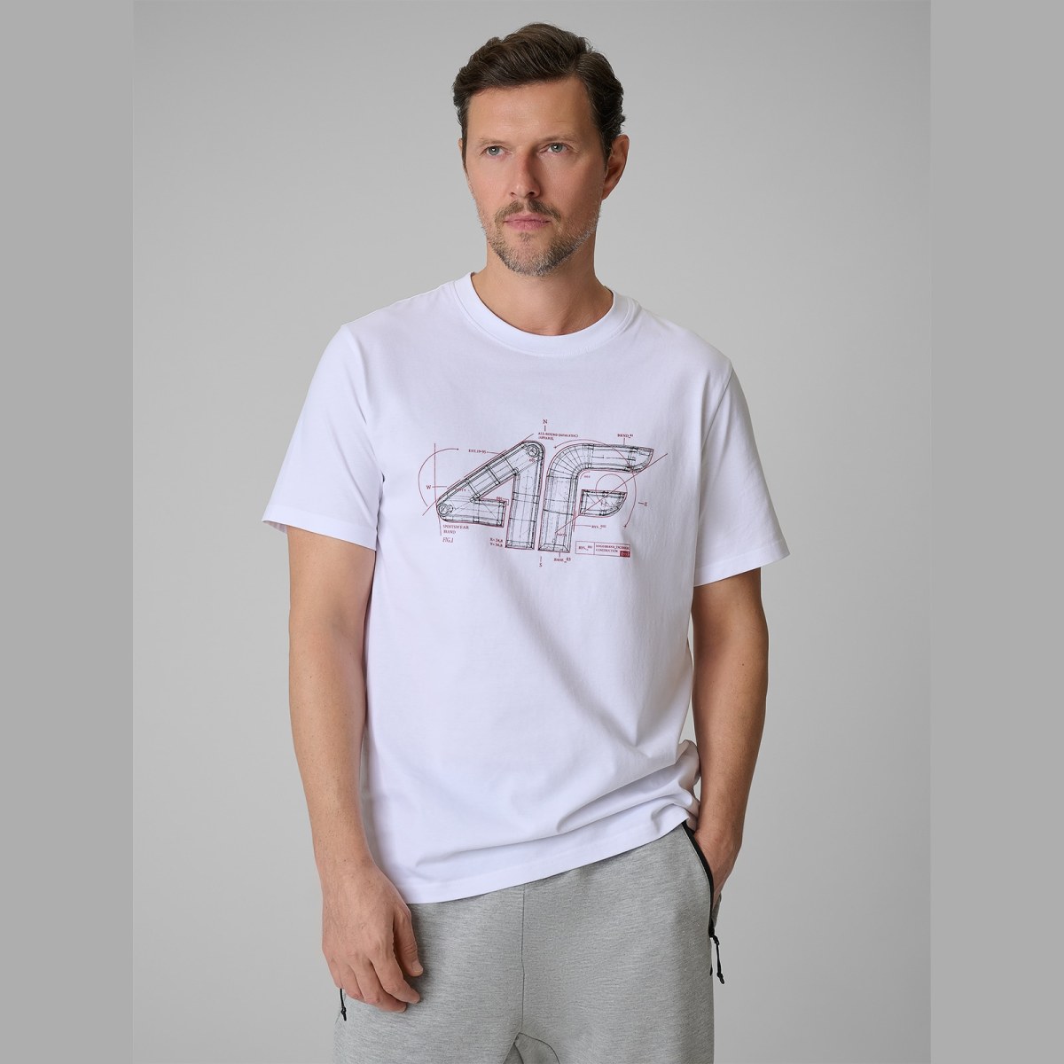 T-shirt regular s potlačou pánsky - biely · záber 11