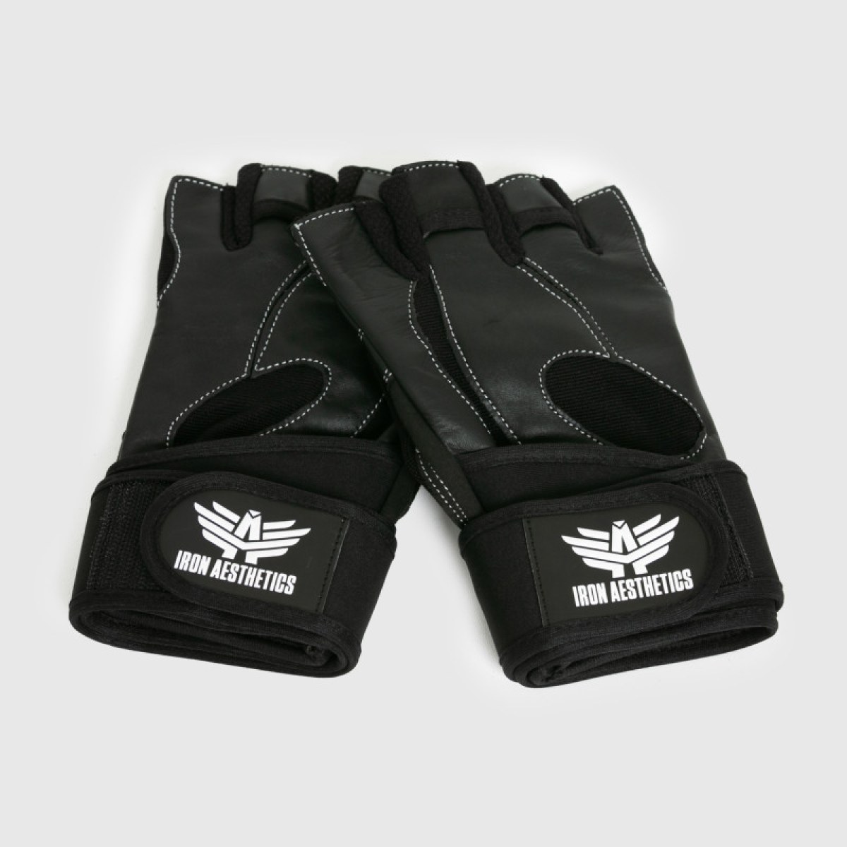 Fitness rukavice Iron Aesthetics Leather Lift, čierne · záber 2