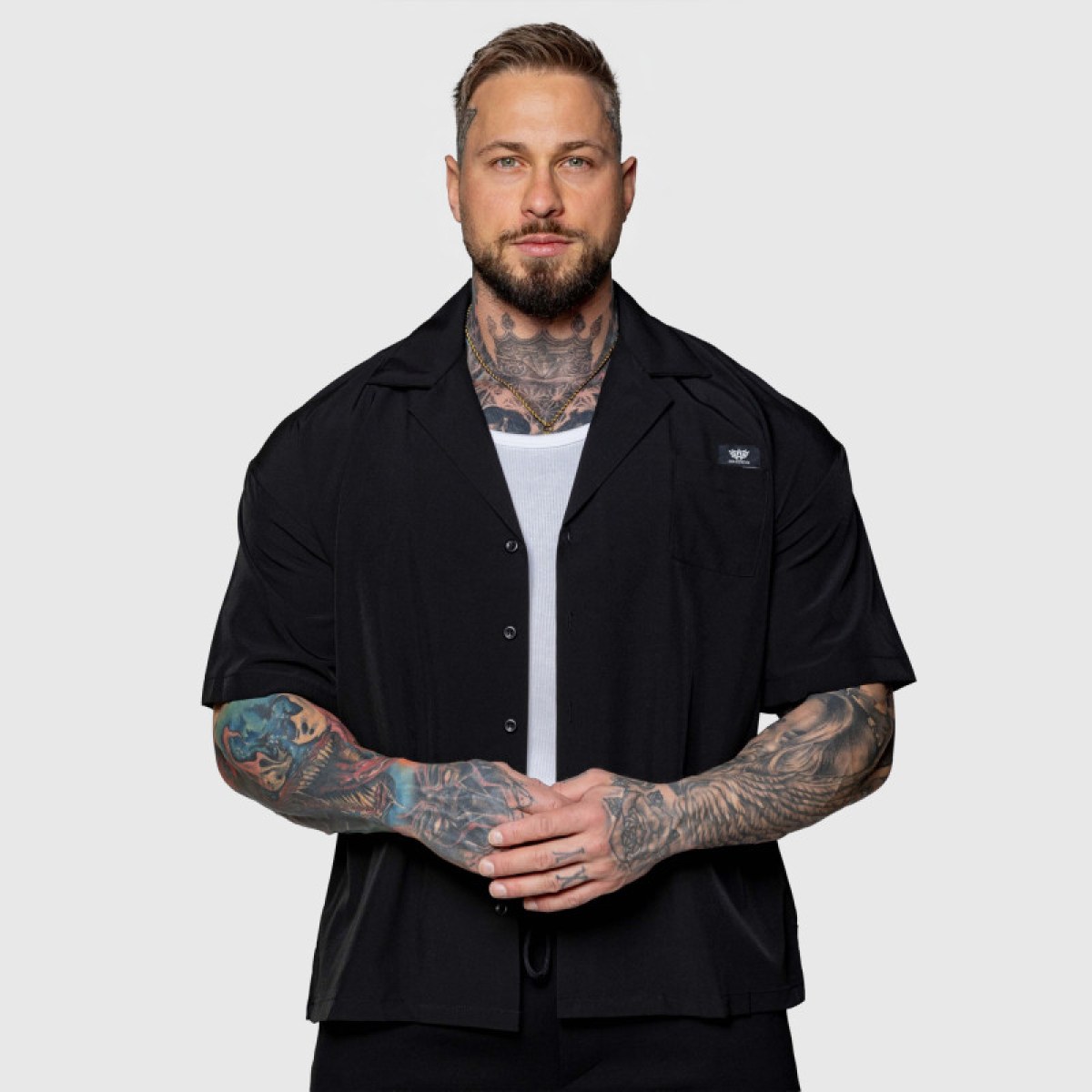 Oversized košeľa Iron Aesthetics Cuban, čierna · záber 3