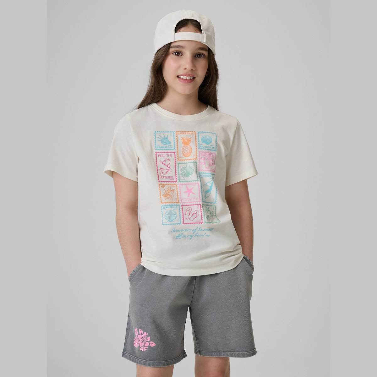 T-shirt regular s potlačou dievčenský - biely · záber 11