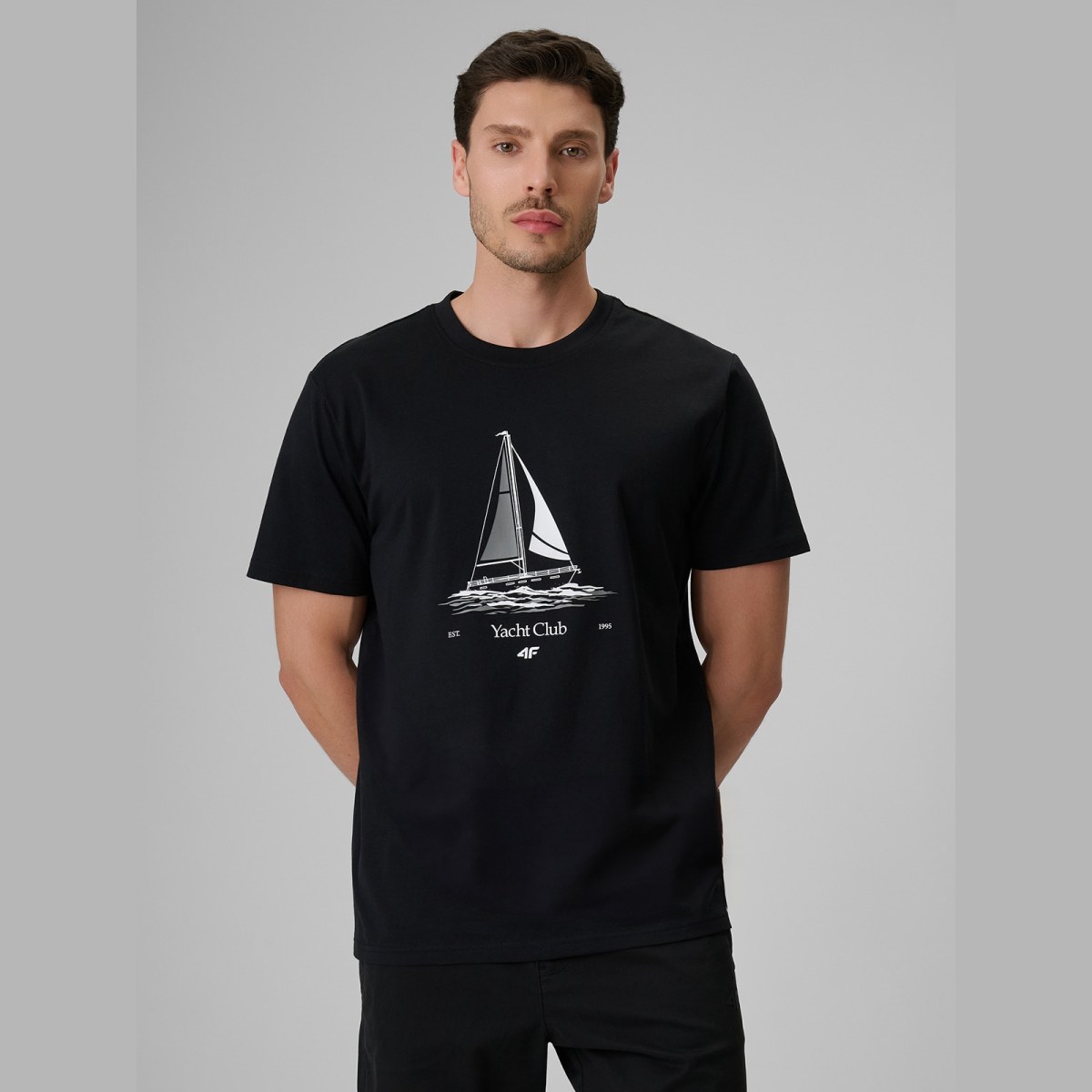 T-shirt relaxed s potlačou pánsky - čierny · záber 3
