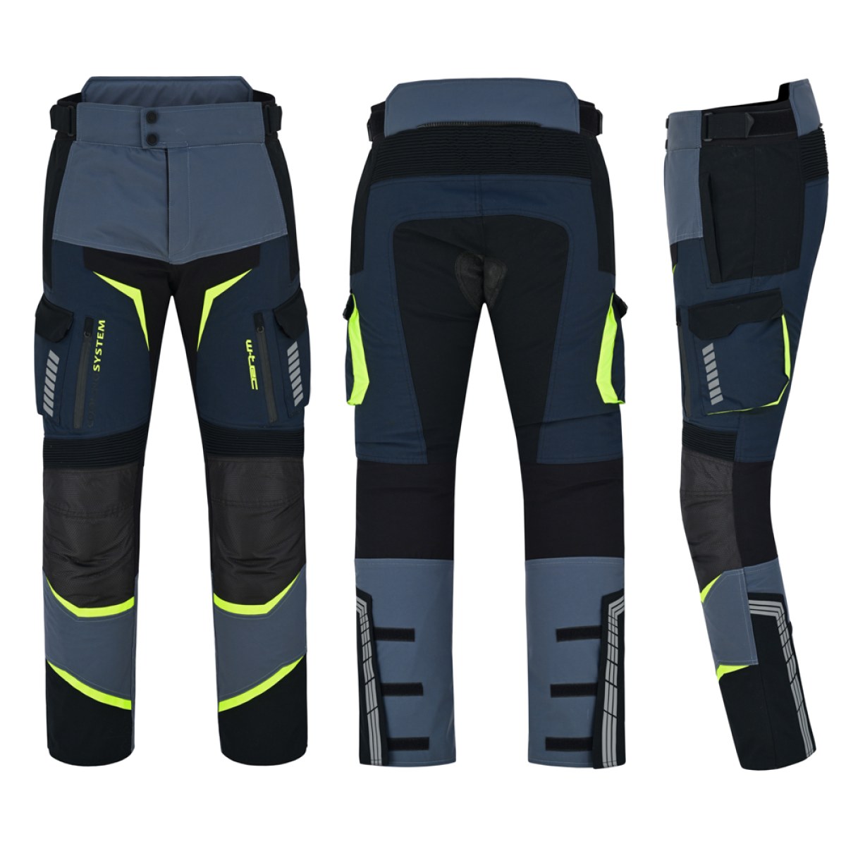 W-TEC Modock kalhoty čierno-modro-fluo žltá - L · záber 3