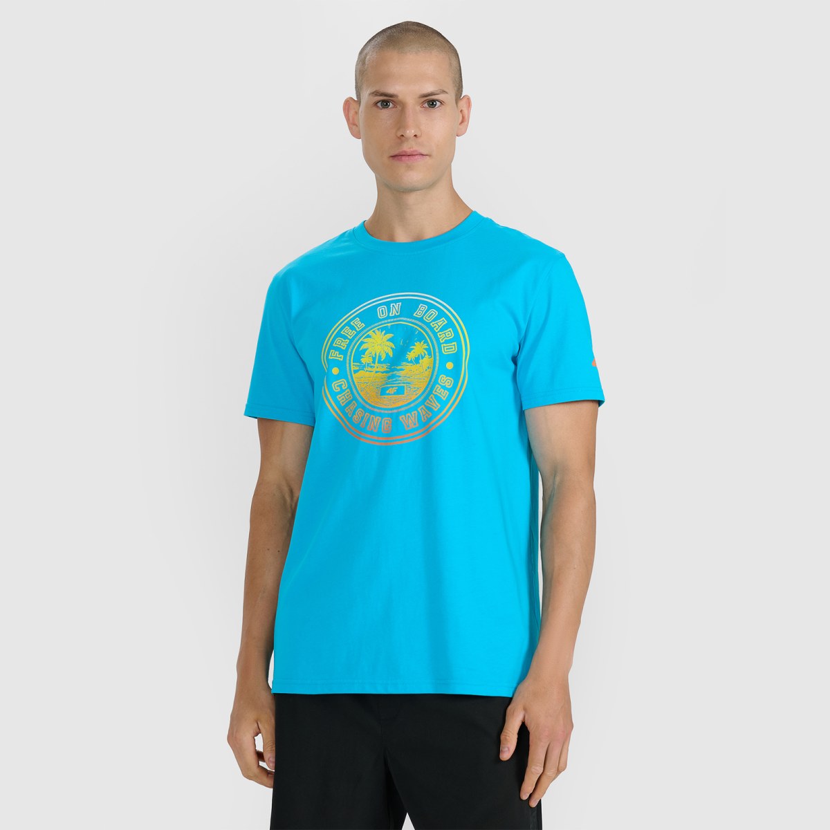 T-shirt regular s potlačou pánsky - modrý · záber 5