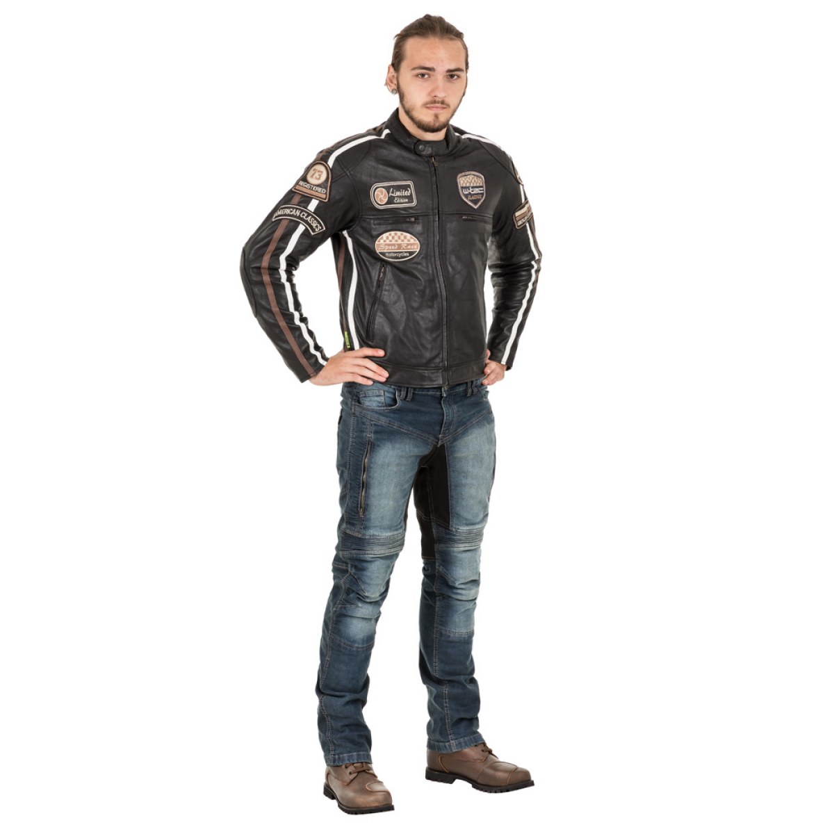 Pánska kožená moto bunda W-TEC Sheawen Black - Veľkosť: M | Farba: Čierna · záber 5