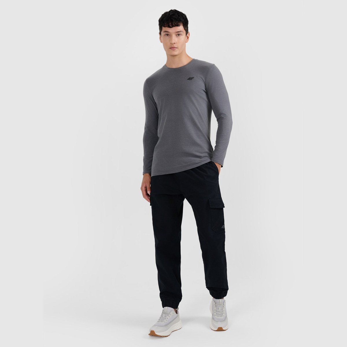 Longsleeve slim hladký pánsky - sivý · záber 2