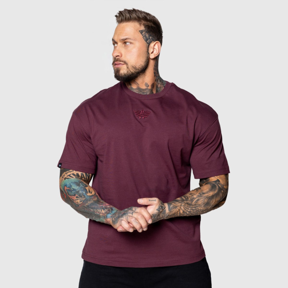 Oversized tričko Iron Aesthetics 3D, bordové · záber 2