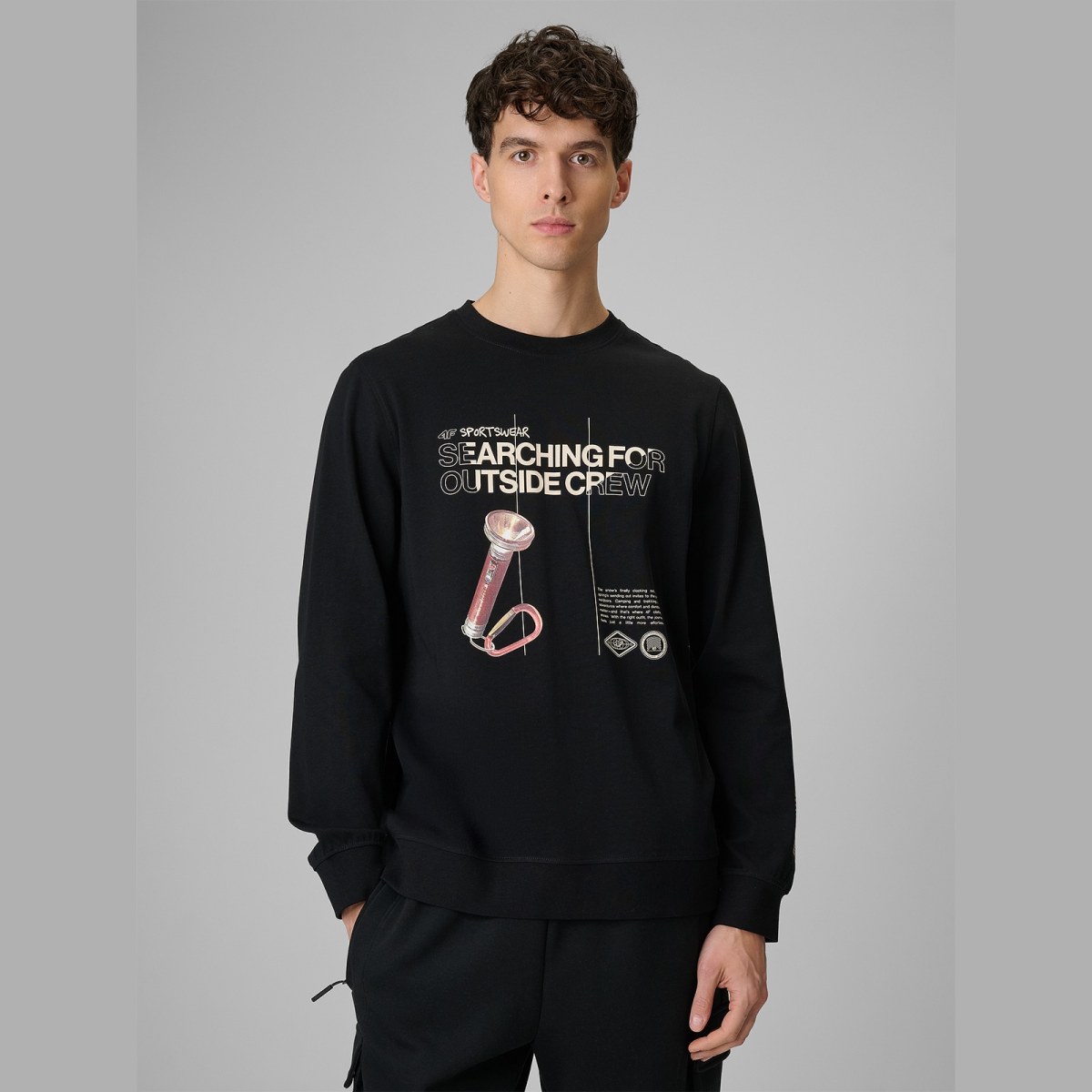 Regular longsleeve s potlačou pánsky - čierny · záber 1