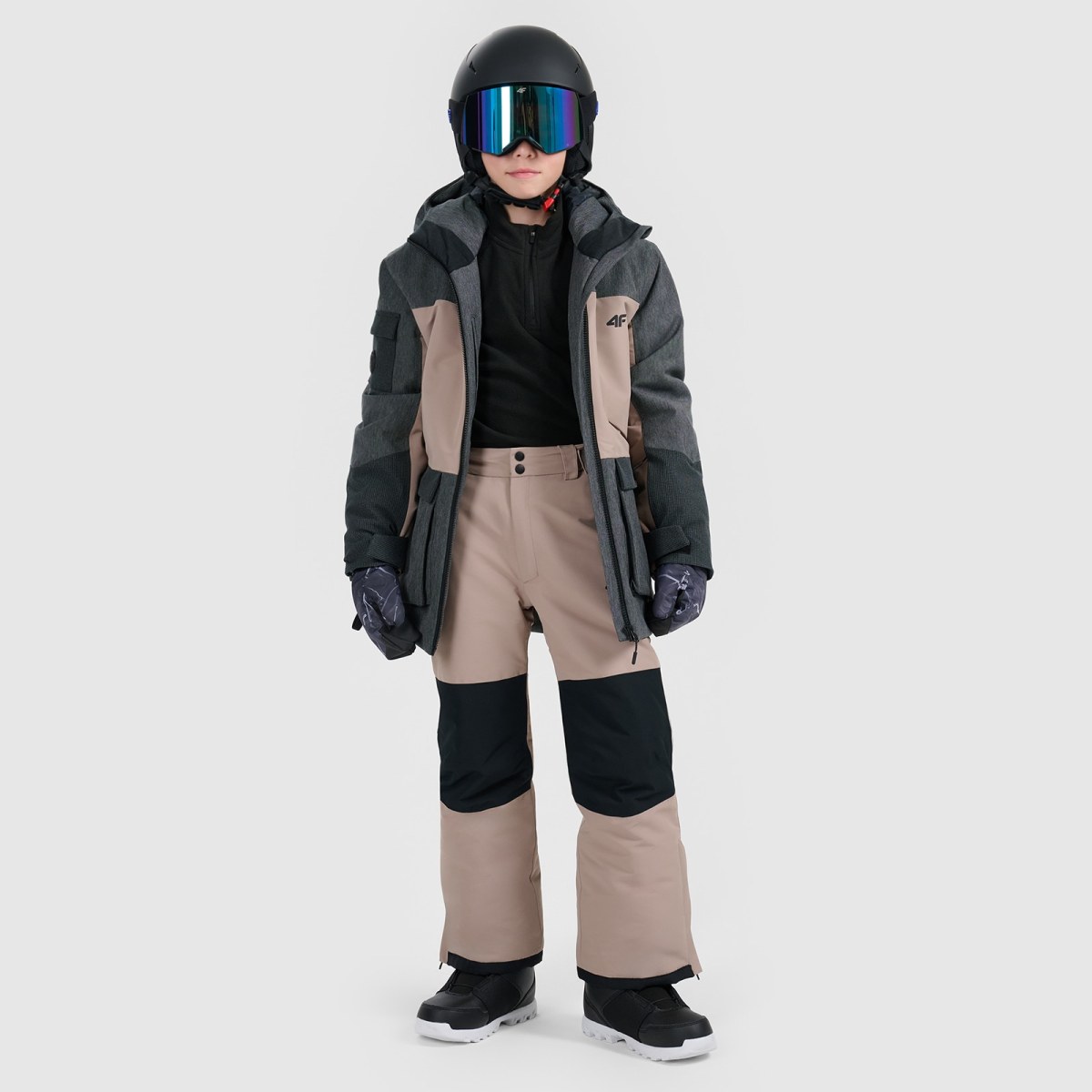 Snowboardová bunda membrána 10000 detská - hnedá · záber 2