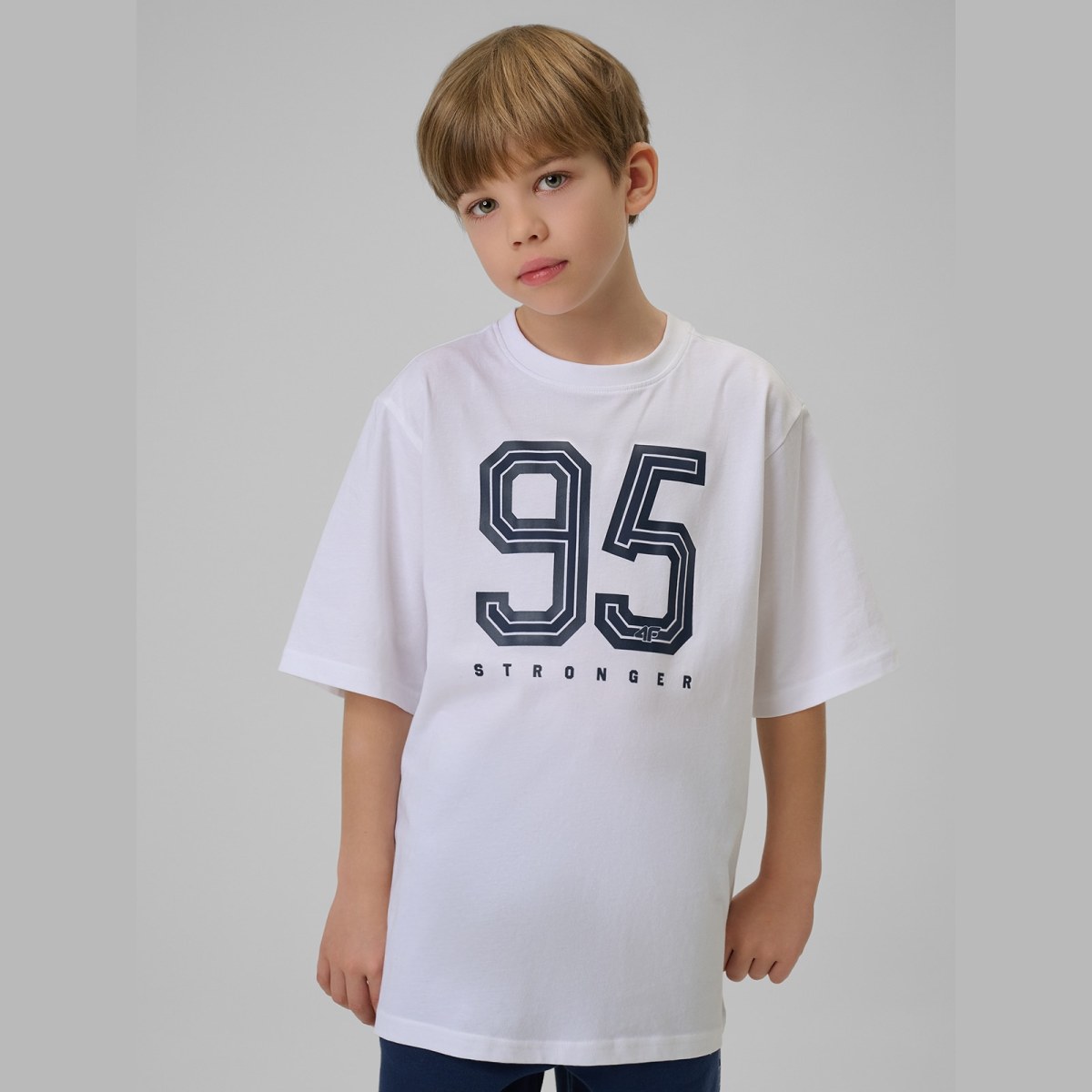 T-shirt loose s potlačou chlapčenský - biely · záber 2