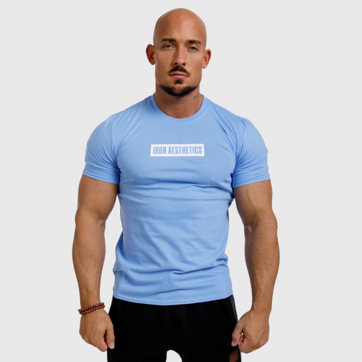 Pánske fitness tričko Iron Aesthetics Boxed, modré · záber 2
