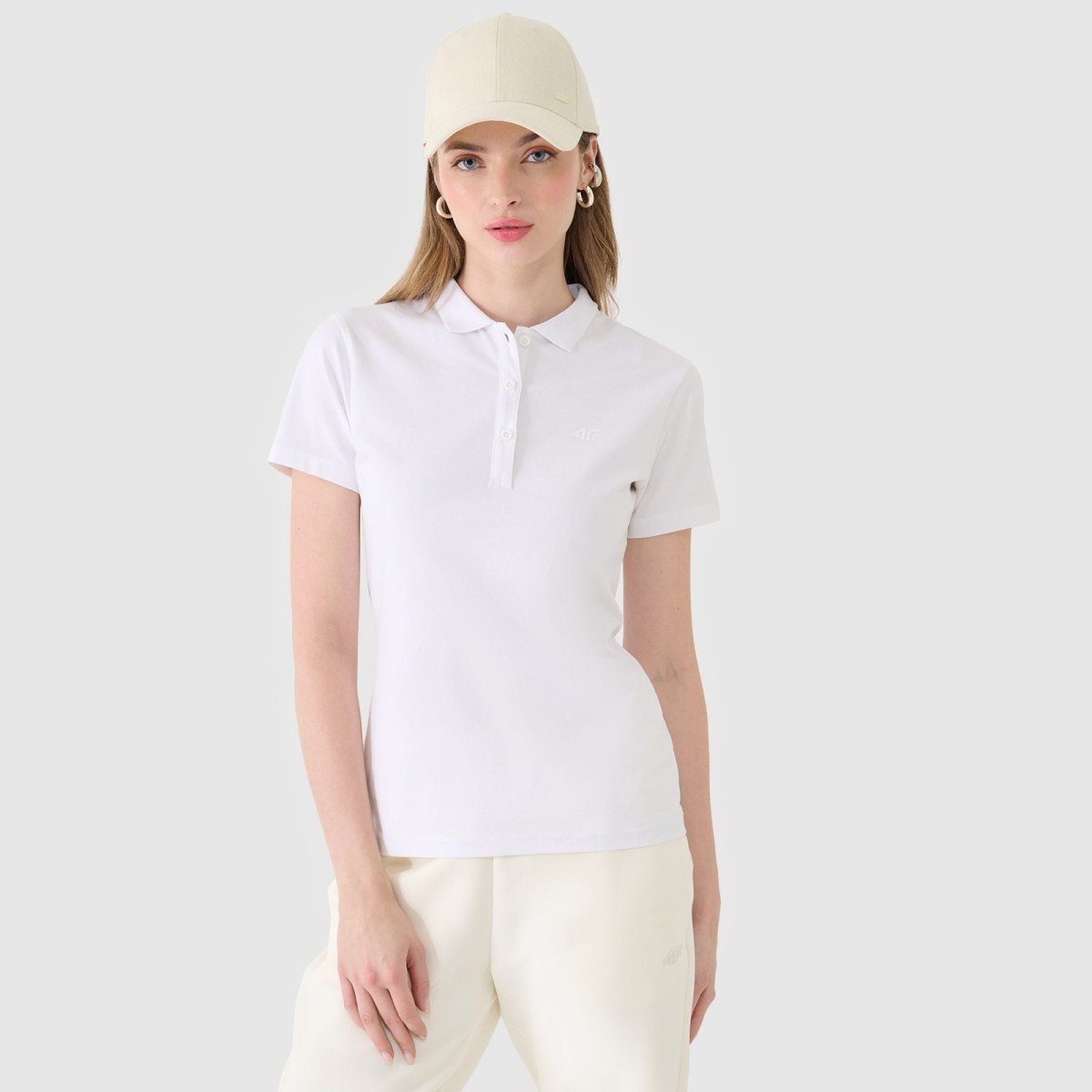 Dámske slim polo tričko - biele · záber 1