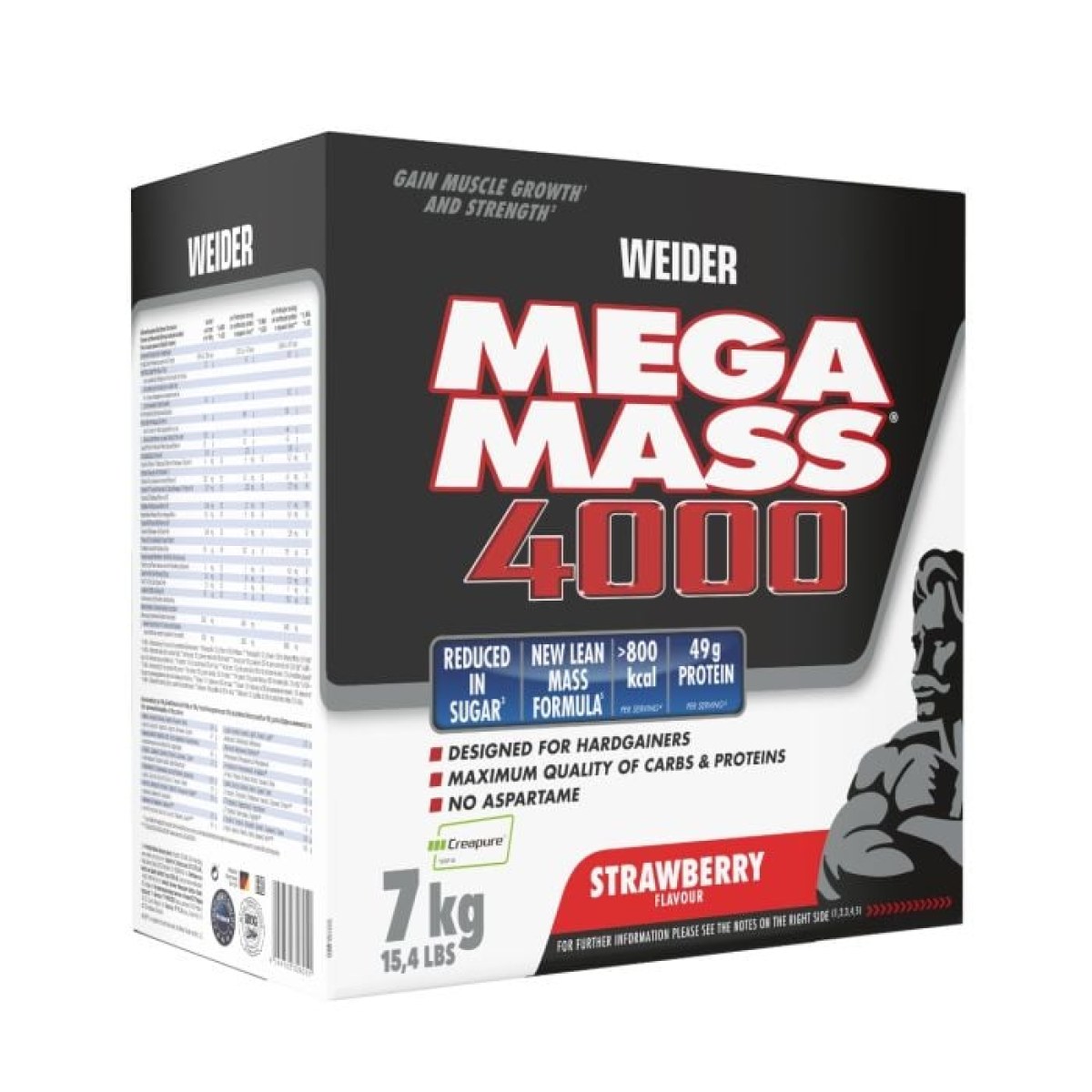 Weider Mega Mass 4000 jahoda - Príchuť: Jahoda | Hmotnosť: 7 kg · záber 1