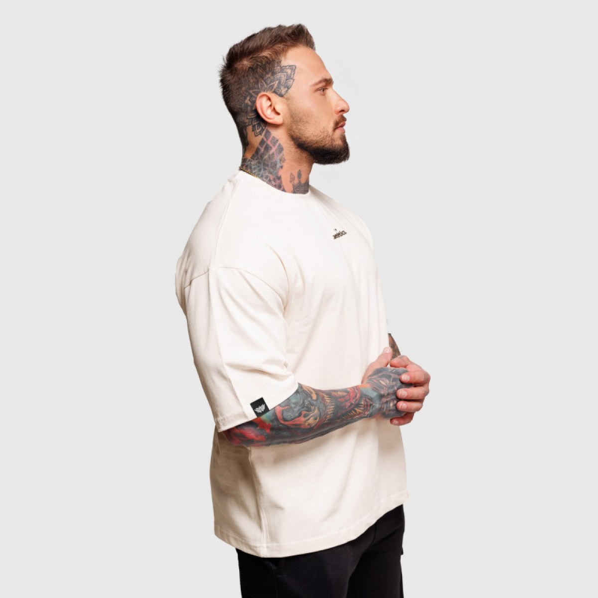 Oversize tričko Iron Aesthetics Major, béžové · záber 4