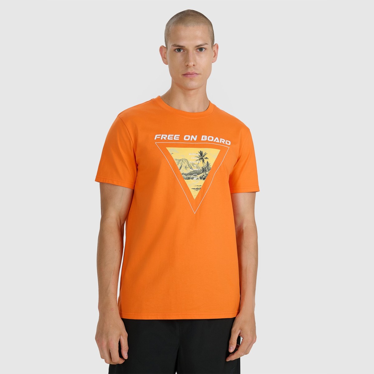 T-shirt regular s potlačou pánsky - oranžový · záber 3