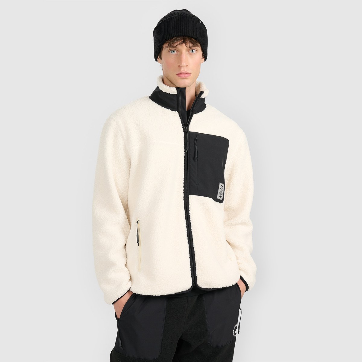 Pánsky sherpa polar regular so stojačikom - béžový · záber 1
