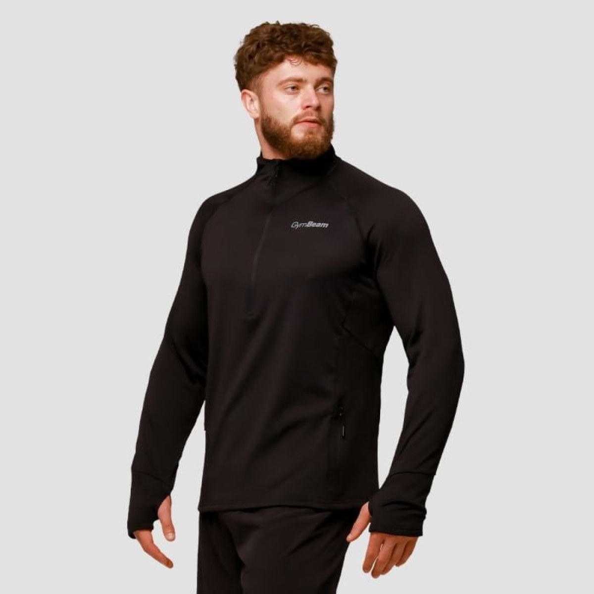 GymBeam Bežecká mikina 1/2 Zip Pulse Black LL · záber 1