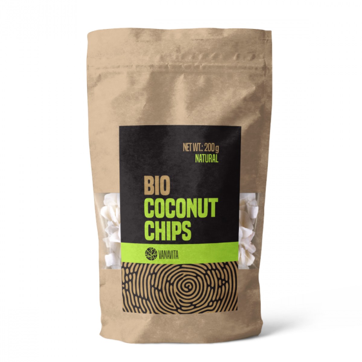 VanaVita- BIO kokosové chipsy natural - Hmotnosť: 0,2 kg | Balenie: 8 · záber 1