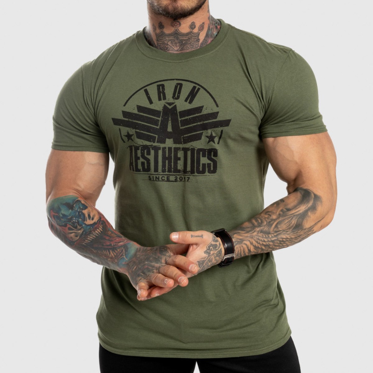 Pánske fitness tričko Iron Aesthetics Force, zelené · záber 1