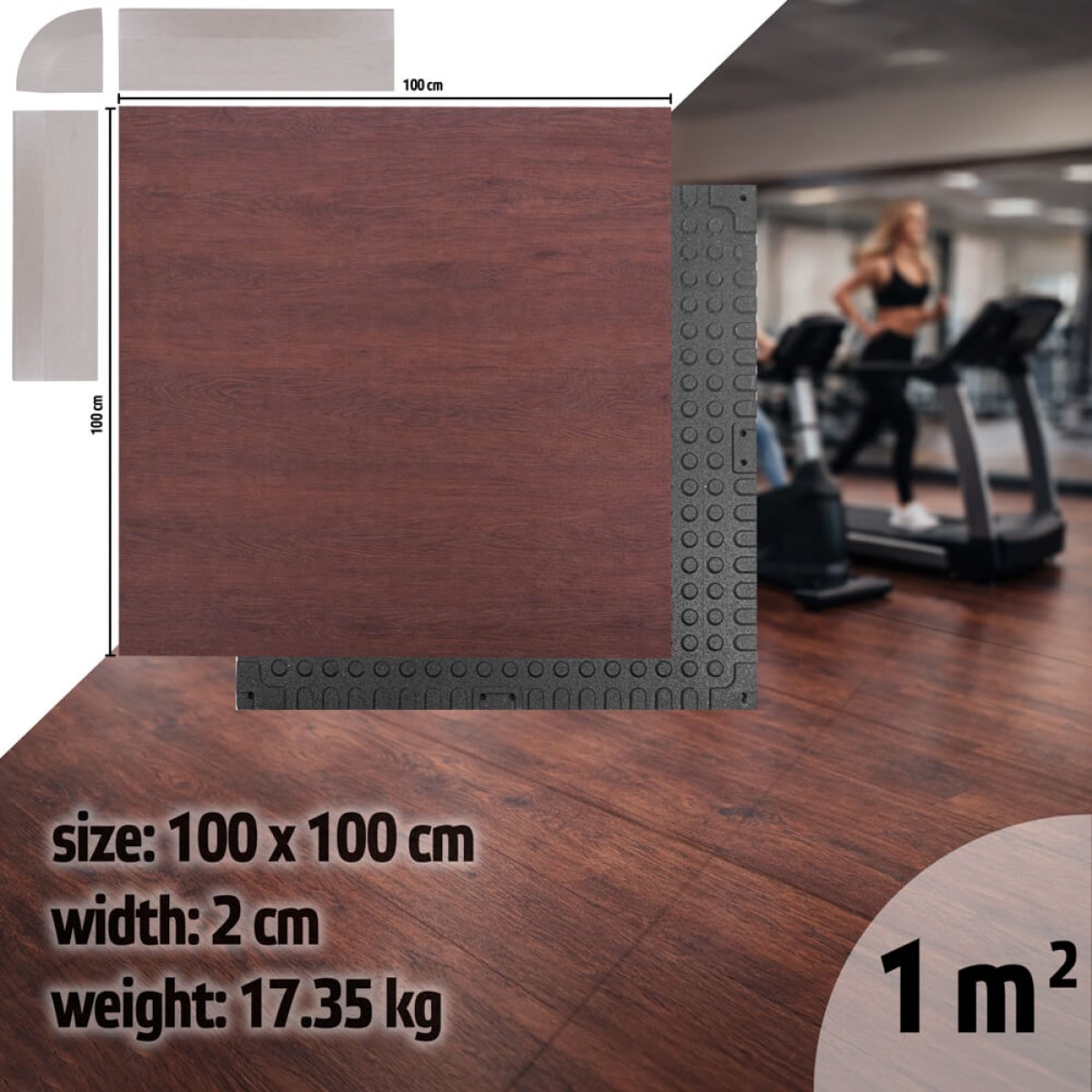inSPORTline Luxteko Waffle 100x100x2 cm drevo · záber 1