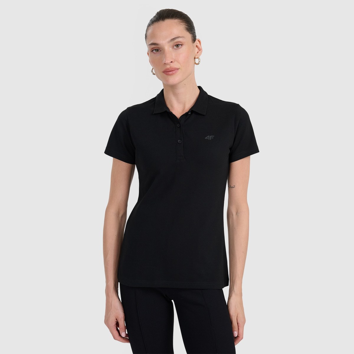 Dámske slim polo tričko - čierne · záber 3